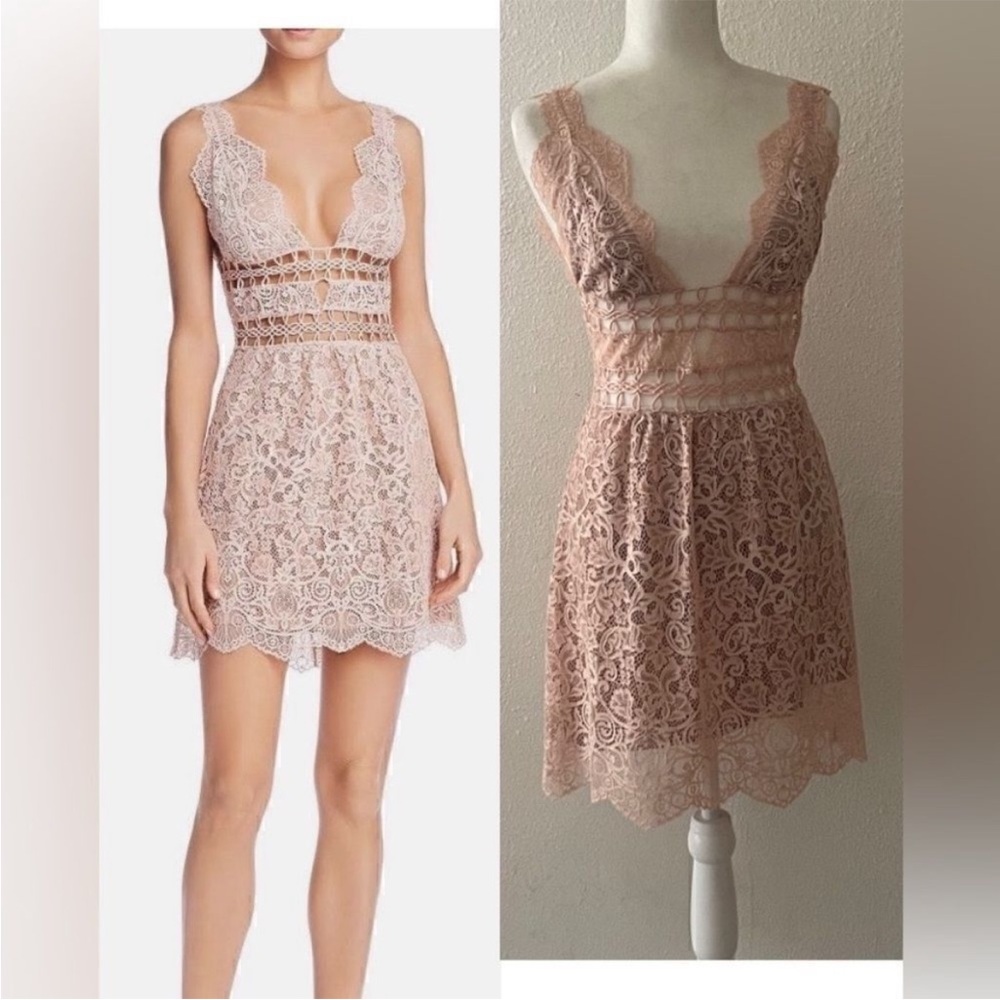 NWT For Love And Lemons Blush Lace Mini Dress